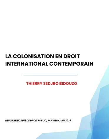 La colonisation en droit international contemporain