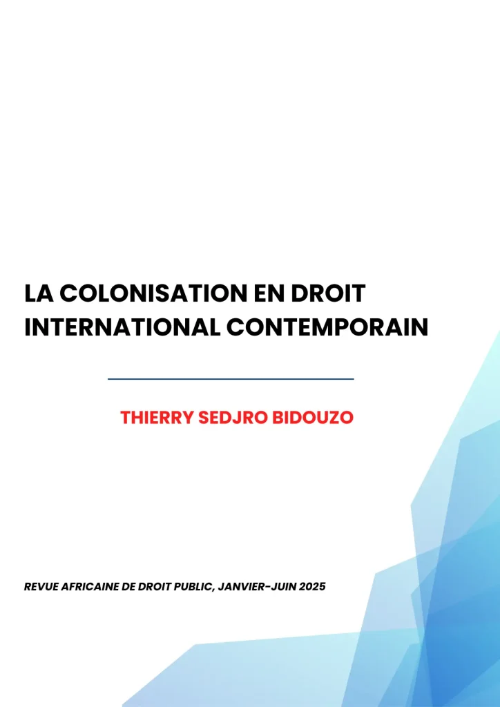 La colonisation en droit international contemporain